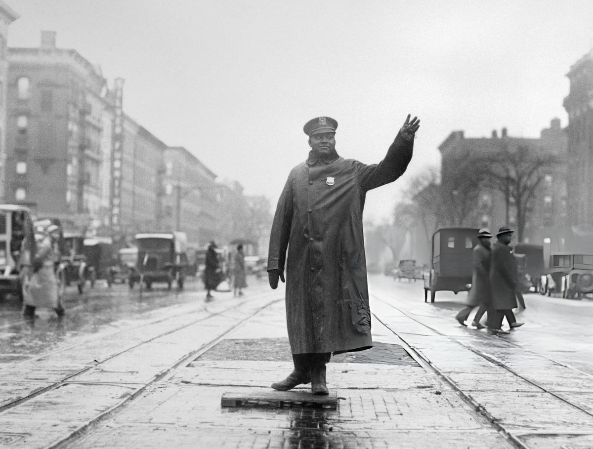 Traffic Officer Directing Traffic In Harlem, 1925.