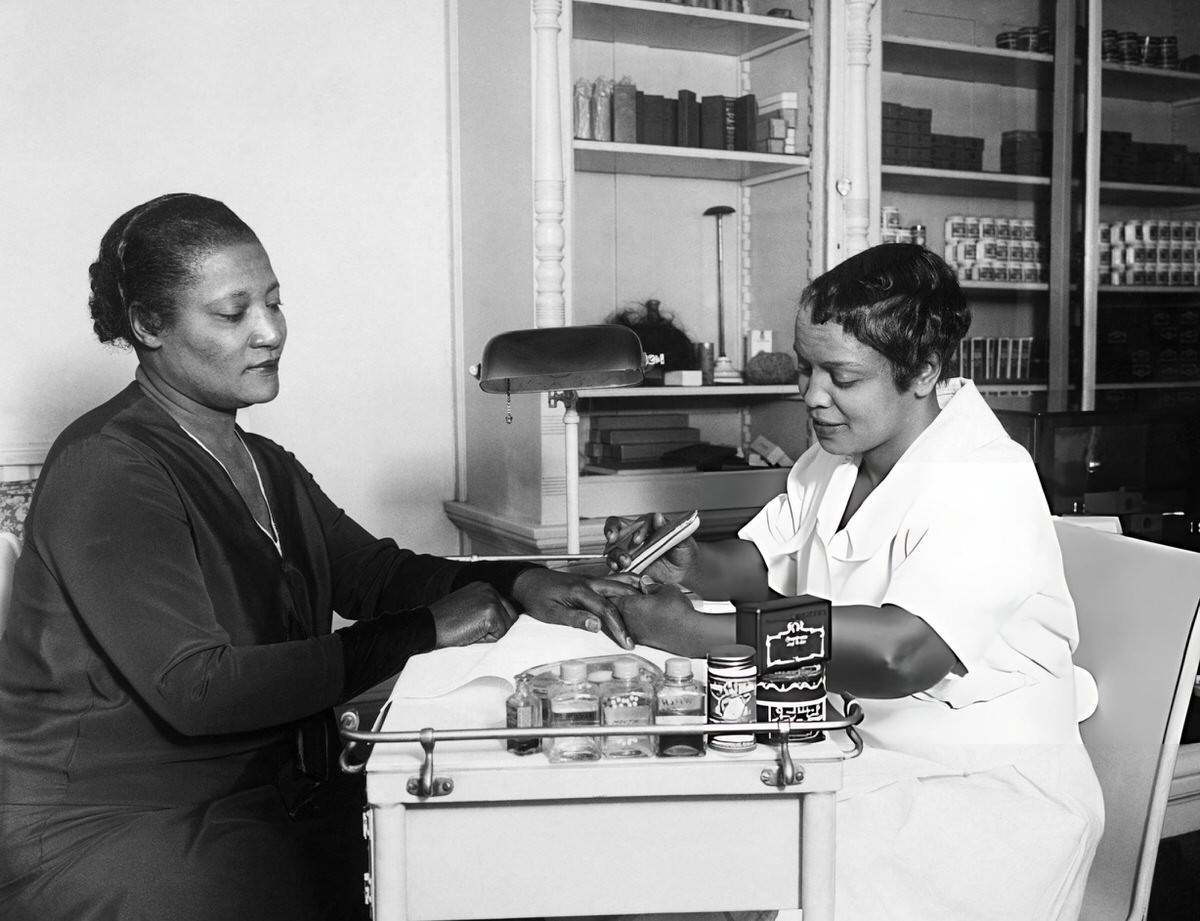 A'Lelia Walker Receiving A Manicure At A Beauty Shop, New York.