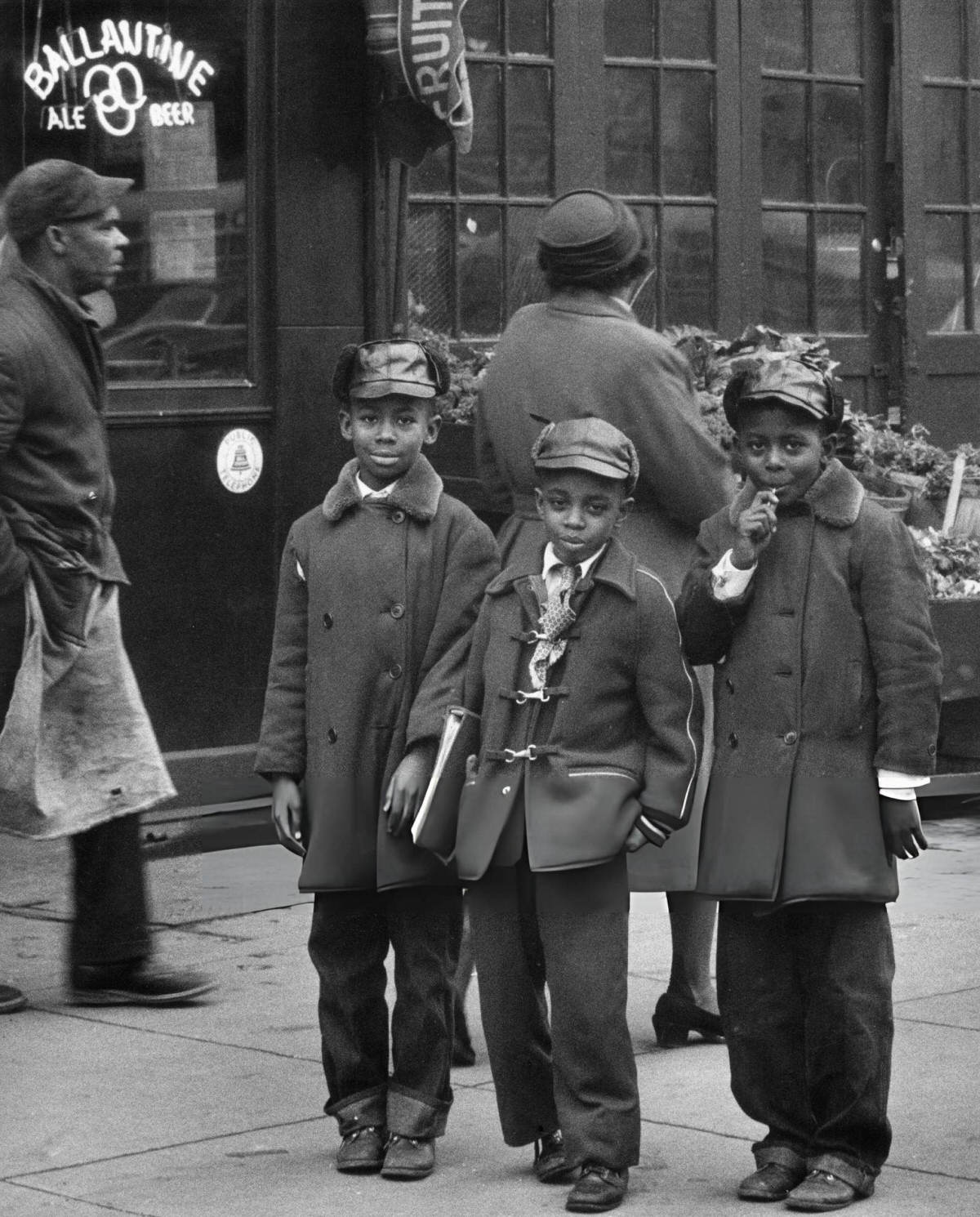 Three Children Posing On A Harlem Sidewalk, 1956.