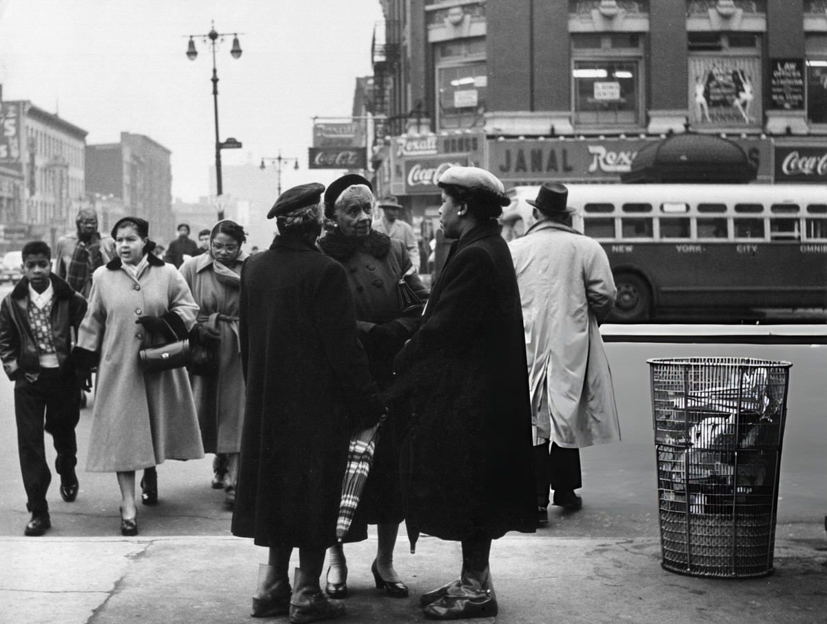 Three Women Talking On 125Th Street, Harlem, 1956.