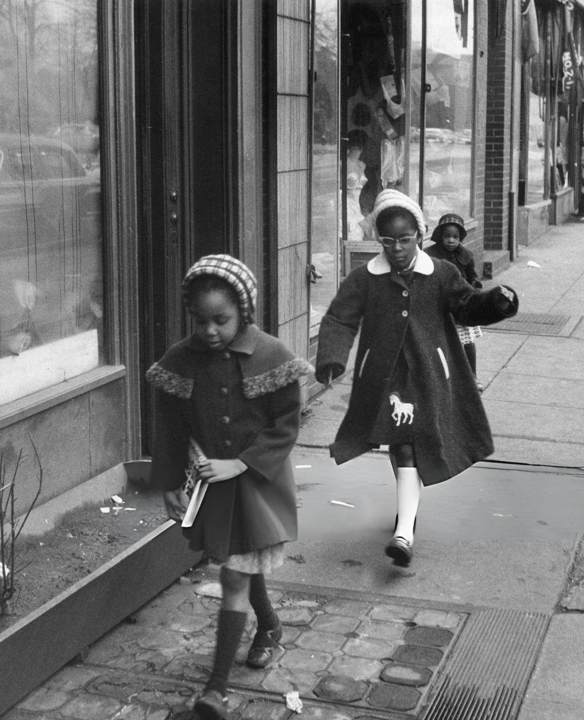 Three Girls Walking On A Harlem Street, 1956.
