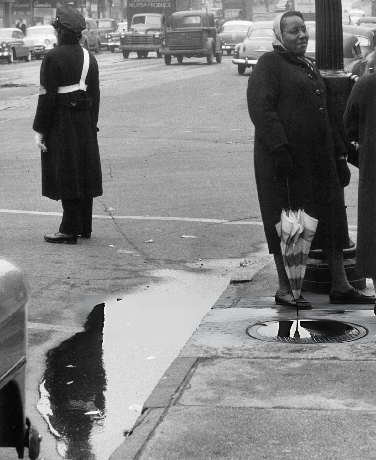Policewoman Directing Traffic On Amsterdam Avenue, Harlem, 1956.