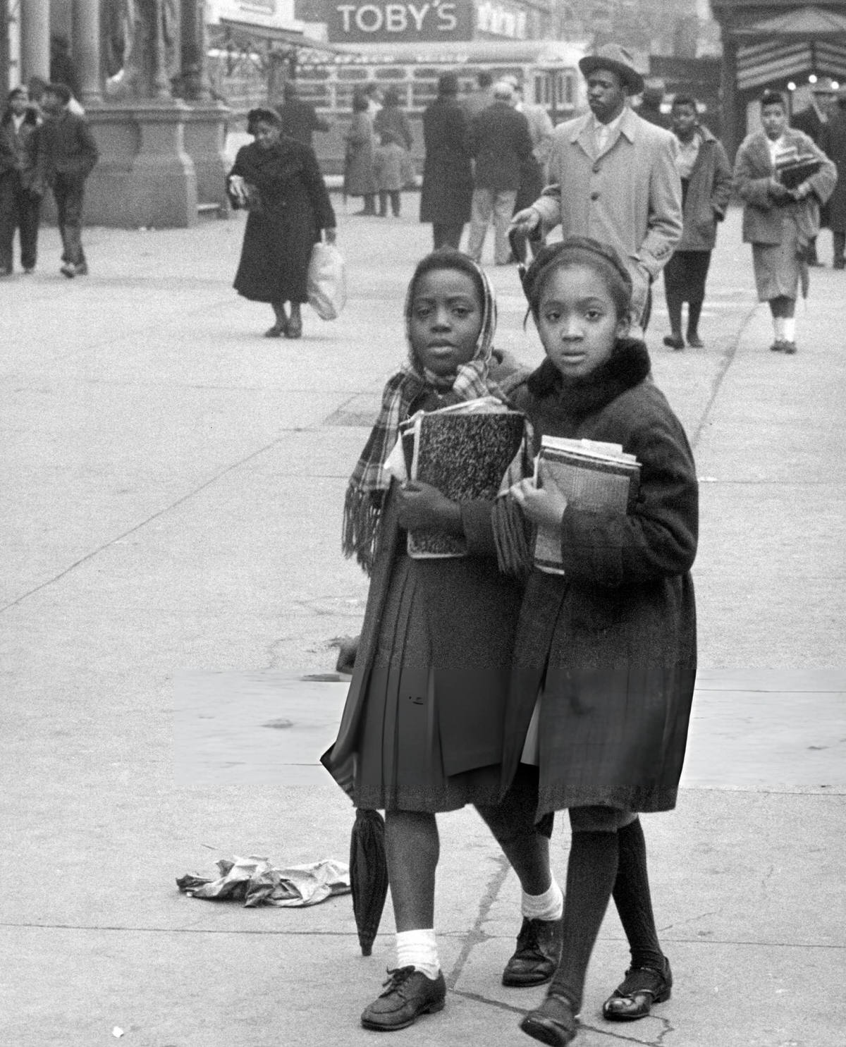 Two Girls Walking On A Harlem Street, 1956.