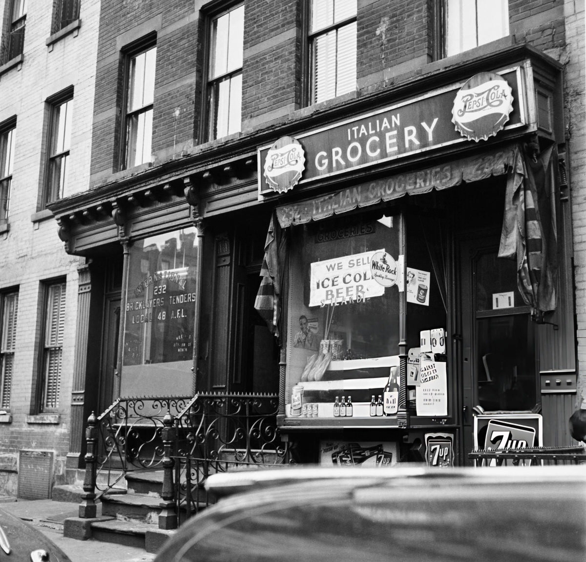 Bricklayers' Union Office And An Italian Grocery Store, Harlem, 1950.