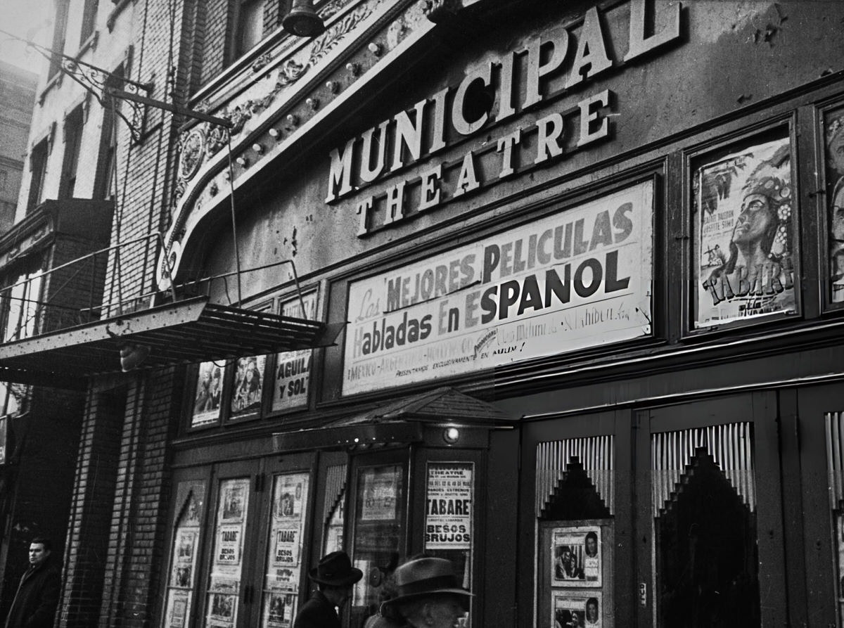 Municipal Theatre In Spanish Harlem Screening Tabaré And Besos Brujos, 1950.
