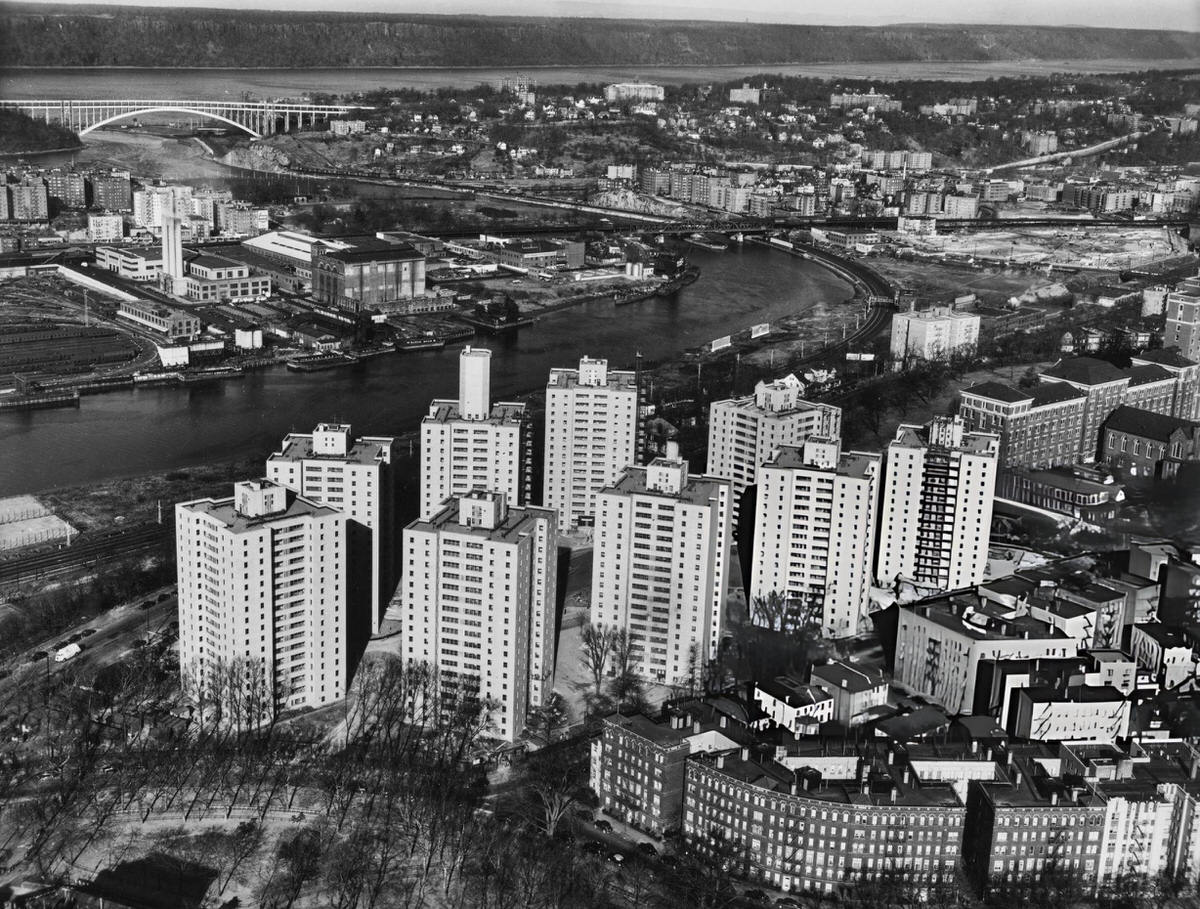 Fordham Hill Apartments Nearing Completion With The Harlem River In The Background, Bronx, 1950.