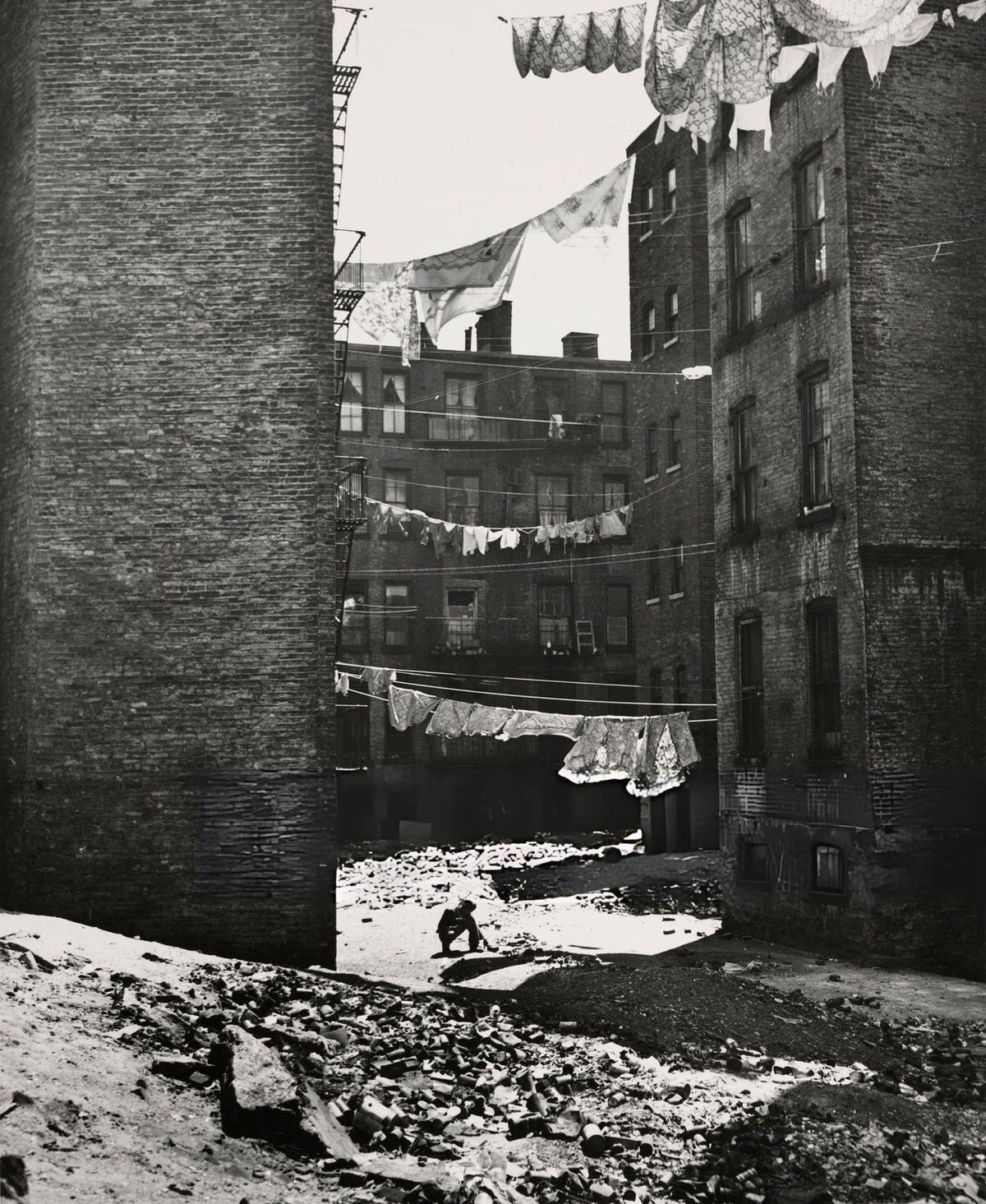 Rubbish-Strewn Ground Between Tenement Blocks At East 112Th Street, Harlem, 1950S.