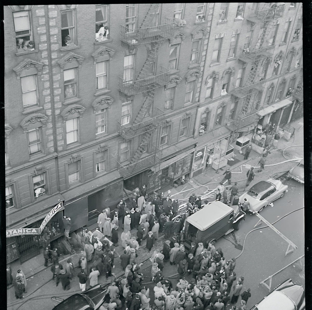 Police And Firemen Outside The Tenement Where Augusto Robles Was Killed After A Shootout, Harlem, 1956.