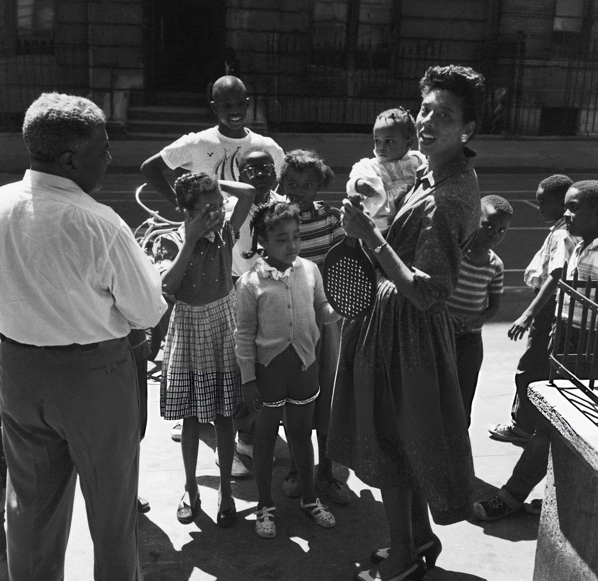 Children Gathered Around Althea Gibson During A Visit To Her Father, Harlem, 1950S.