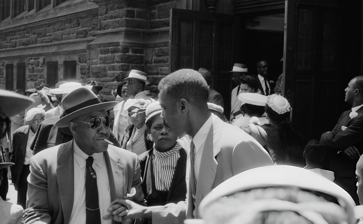 Congregation Outside The Abyssinian Baptist Church, Harlem, 1957.