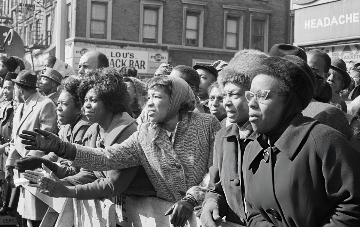 Mourners At The Funeral Procession For Malcolm X Leaving Faith Temple, New York, 1965.