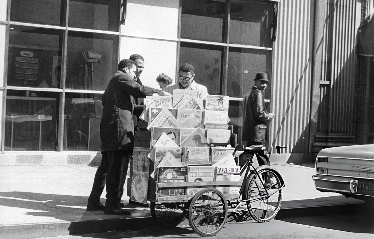 Street Vendor Selling Mexican And Puerto Rican Records In Spanish Harlem, 1966.
