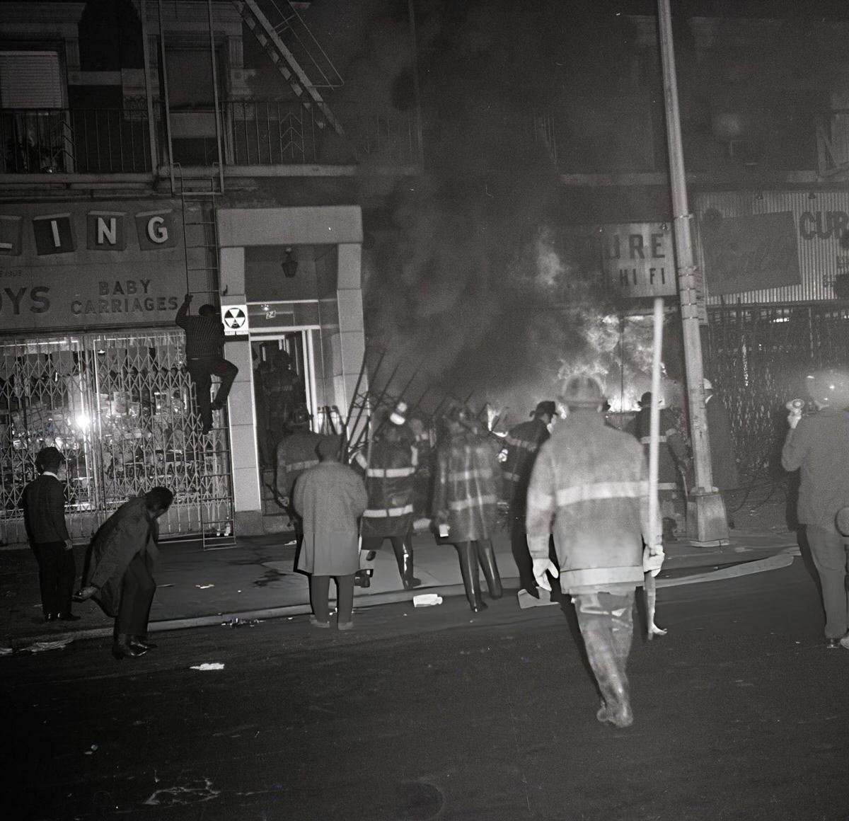 Firefighters Battling A Blaze In Harlem Following The Assassination Of Martin Luther King Jr., 1968.
