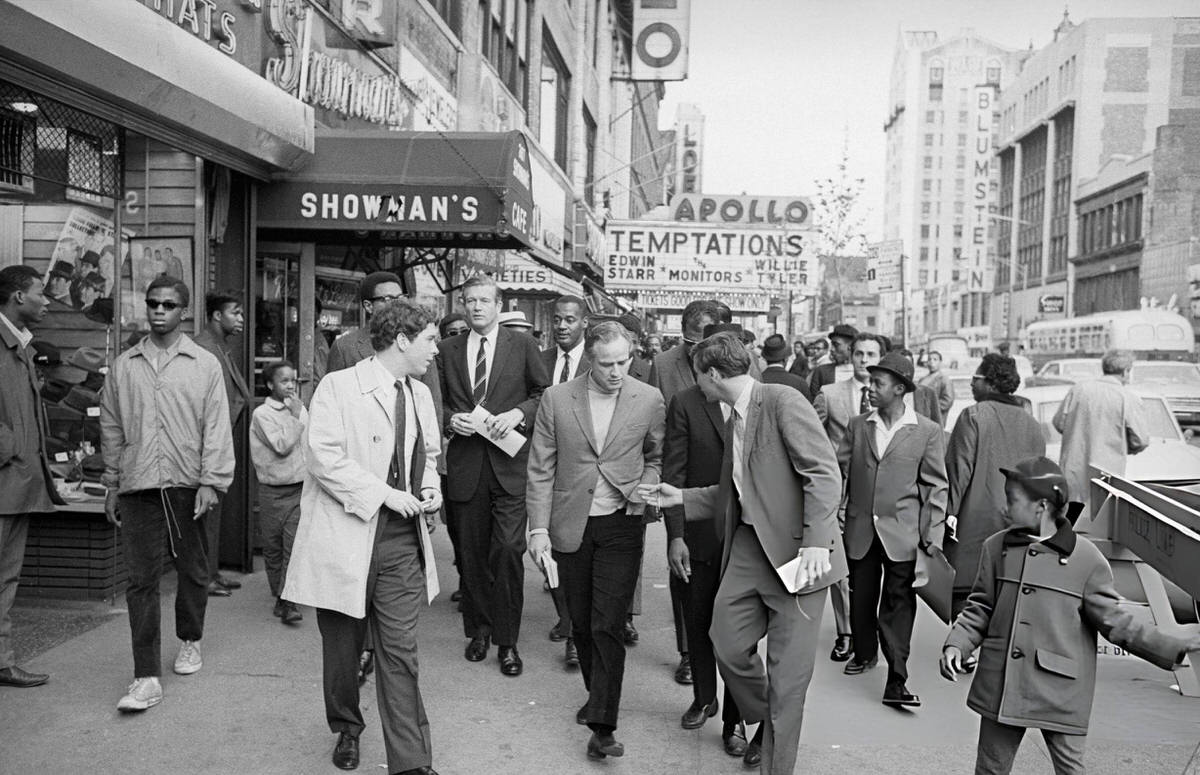 Marlon Brando And Mayor John Lindsay Touring Harlem, 1968.