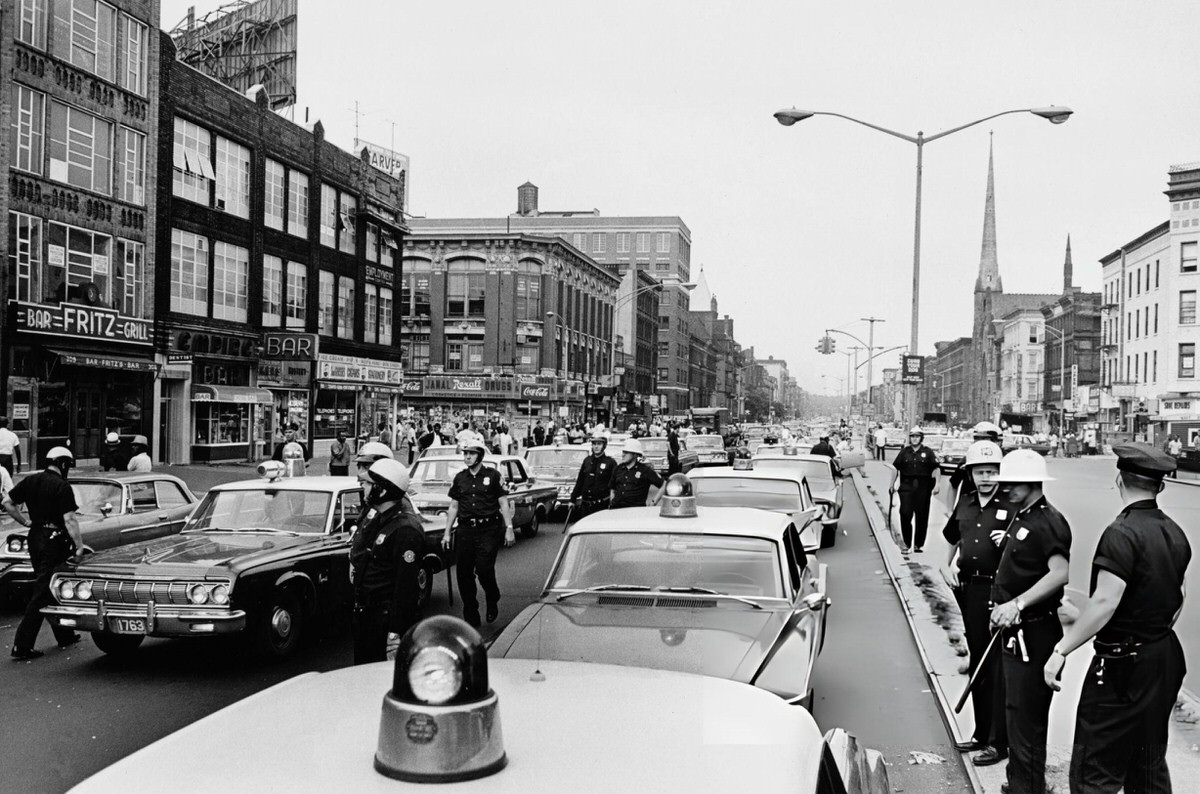 Police Officers On Lenox Avenue During The Harlem Riots, 1964.
