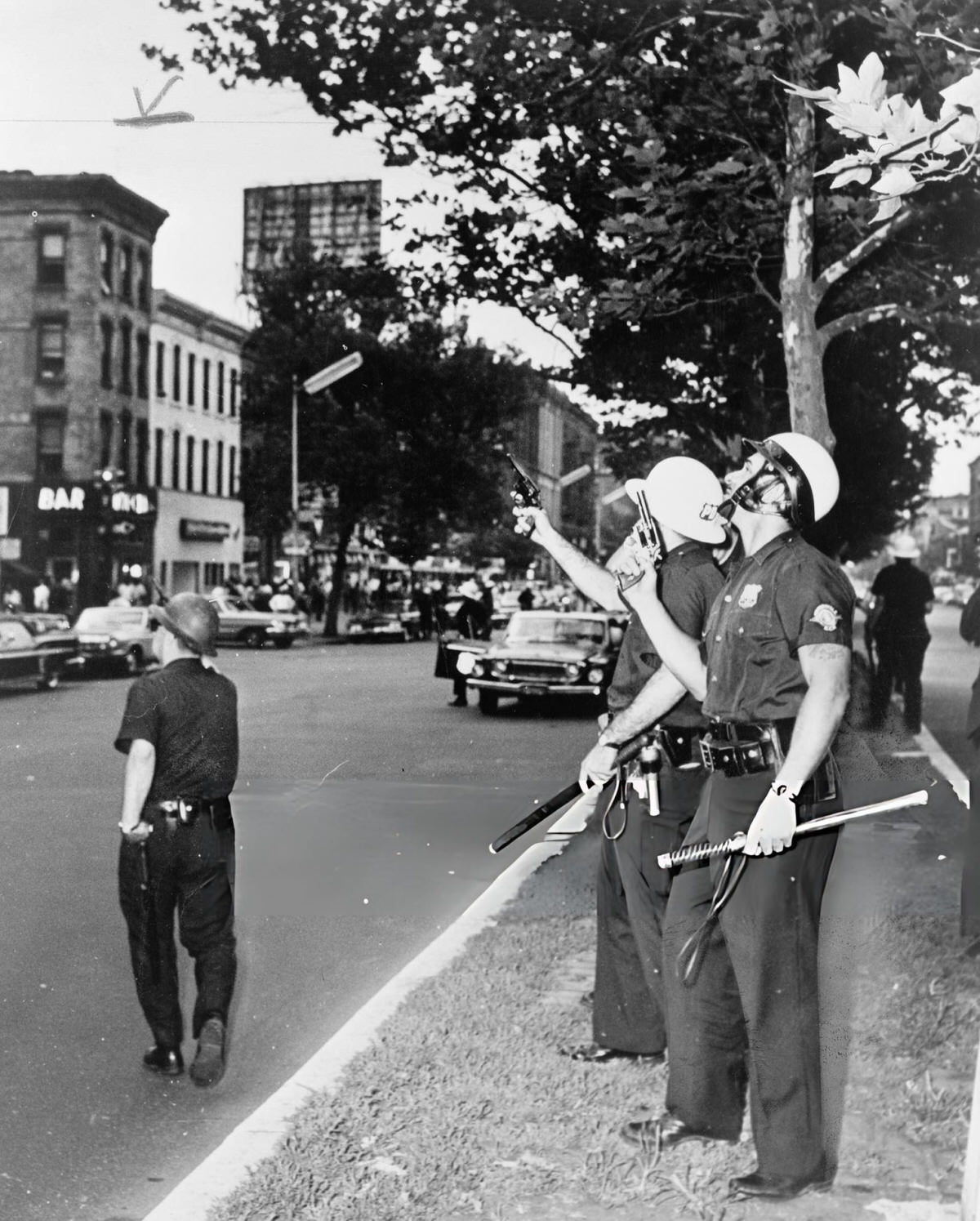 Police In Harlem During The July 1964 Riots.