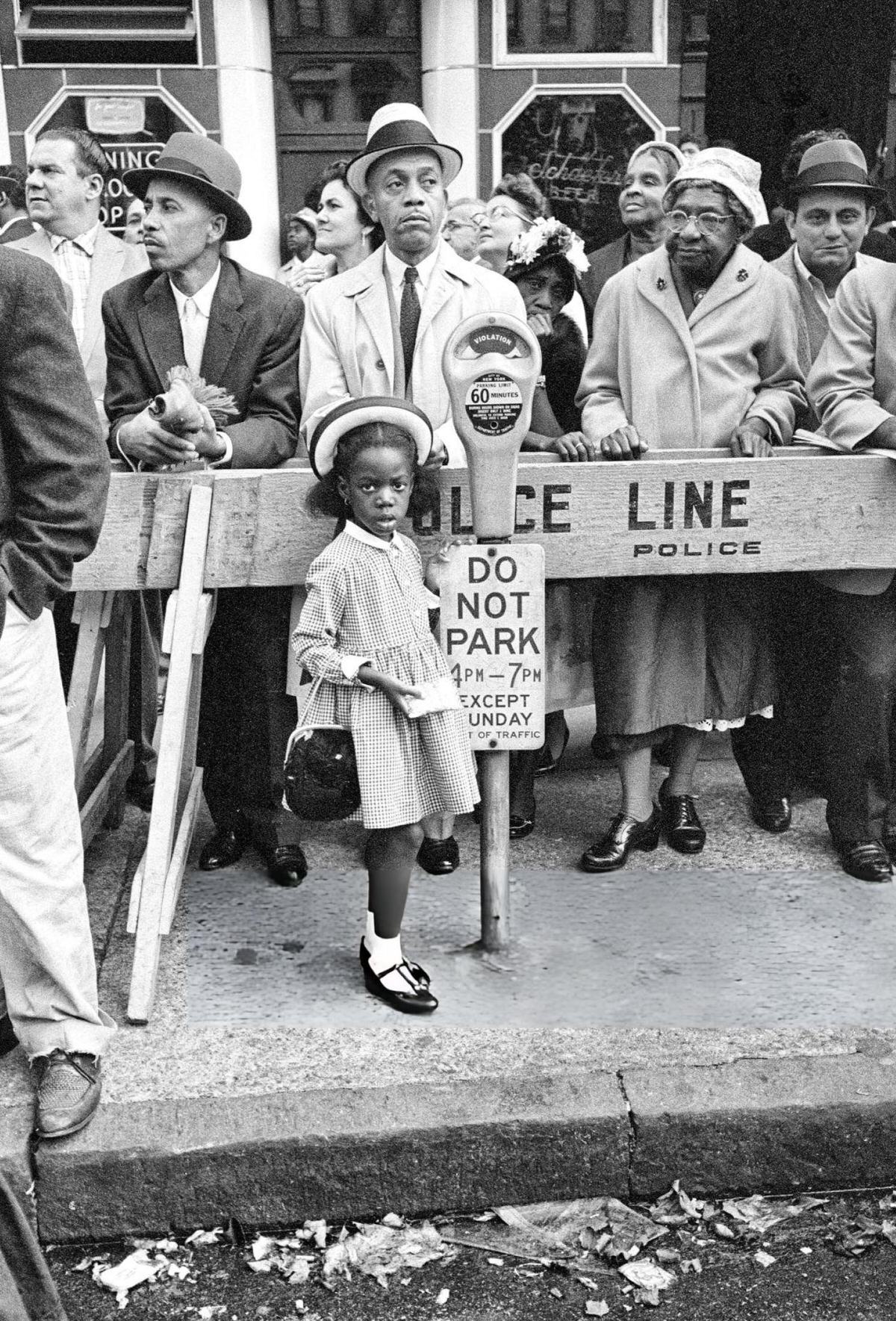 Girl In Front Of A Barricade Outside The Hotel Theresa During Fidel Castro'S Visit, Harlem, 1960.