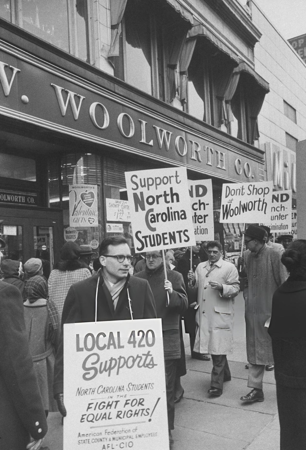 Picketers Outside A Woolworth Store In Harlem During A Desegregation Demonstration.