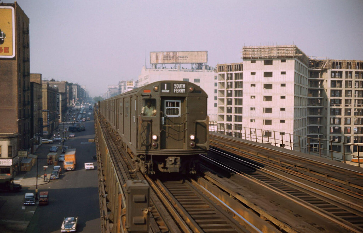 Elevated Subway Train In Harlem, 1961.