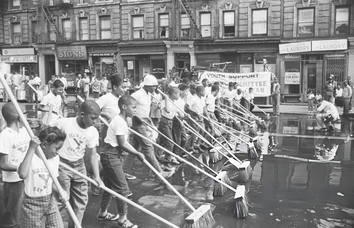 Youths Cleaning Streets And Sidewalks On 125Th Street, Harlem, 1963.