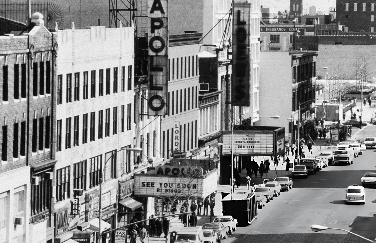 High-Angle View Of The Apollo Theater And Marquee On 125Th Street, Harlem, 1978.