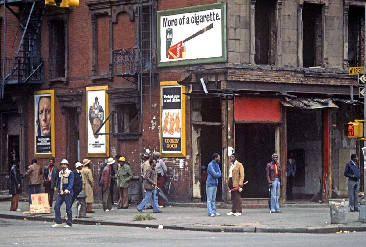 Residents In Harlem Near Burnt-Out Shops And Tenements, 1977.