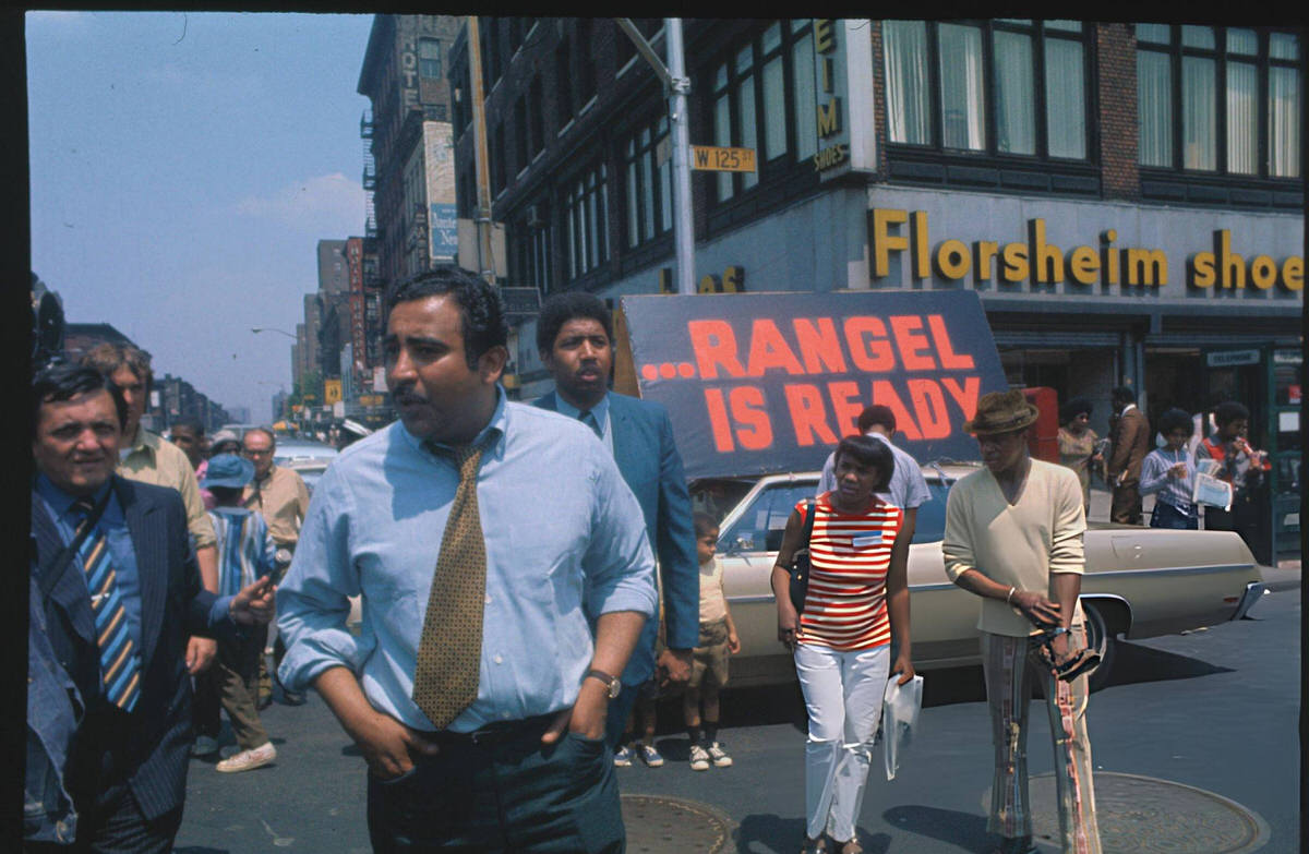 Charles Rangel Accepting Congratulations On A Harlem Street After Winning The Democratic Primary, 1970.