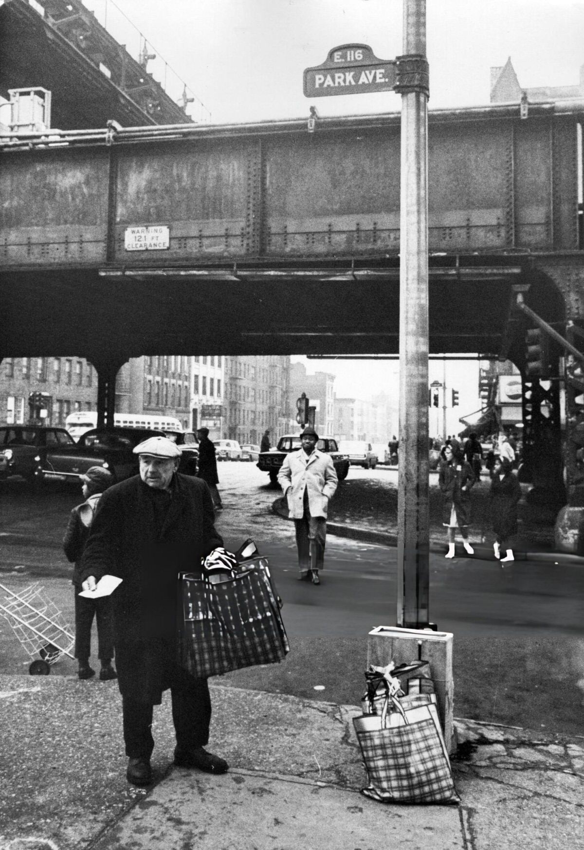 Street Peddler Selling Shopping Bags On Upper Park Avenue In Spanish Harlem, 1970.