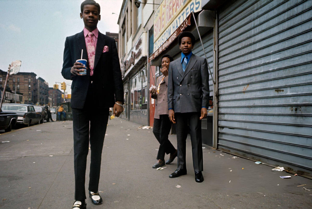 Young Men With Milkshakes And Sandwiches On A Harlem Street, 1970.