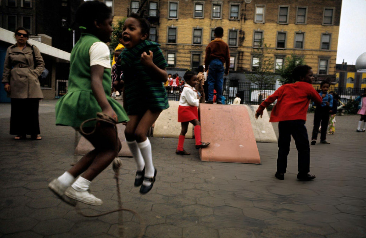 Children Playing In A School Courtyard, Harlem, 1970.