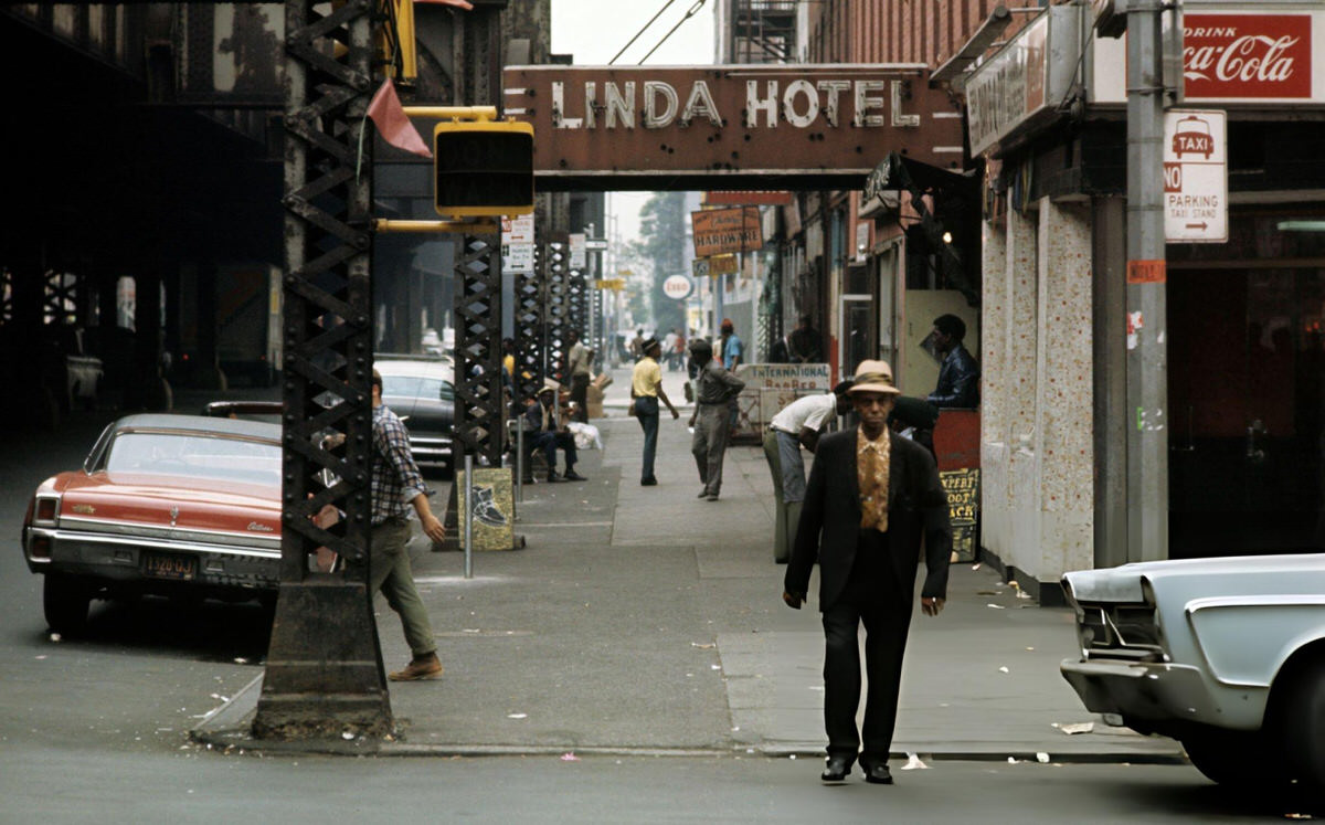 Street And Sidewalks In Harlem, 1970.