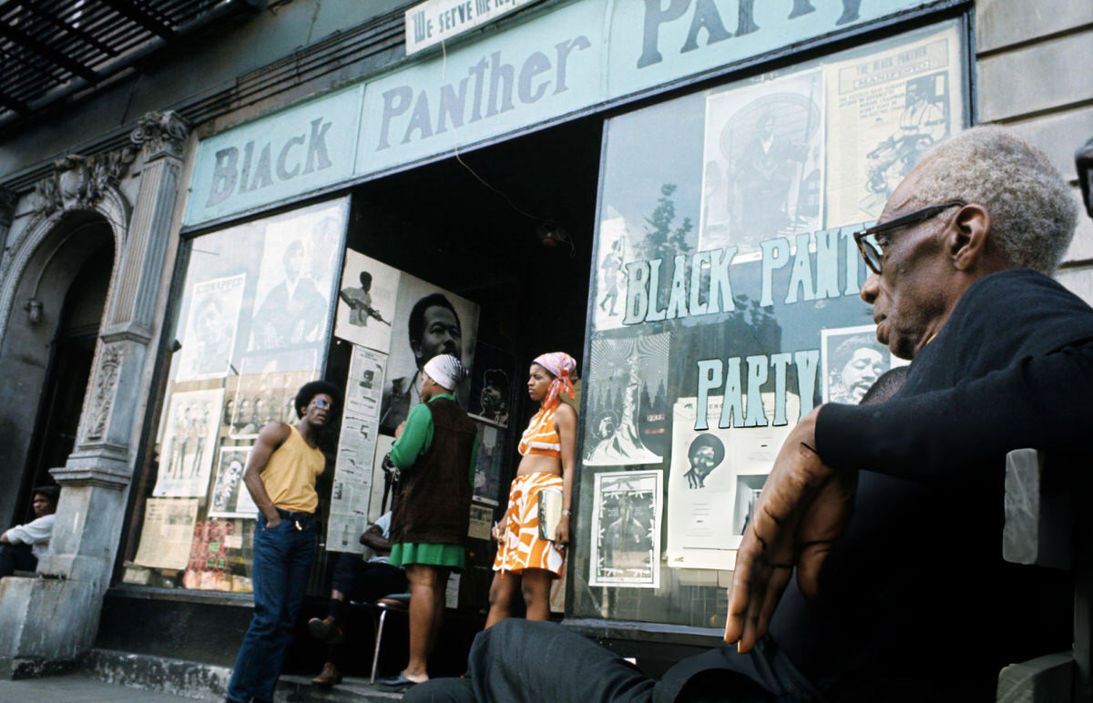 Members Of The Black Panther Party Speaking With Residents At Their Headquarters, Harlem, 1970.