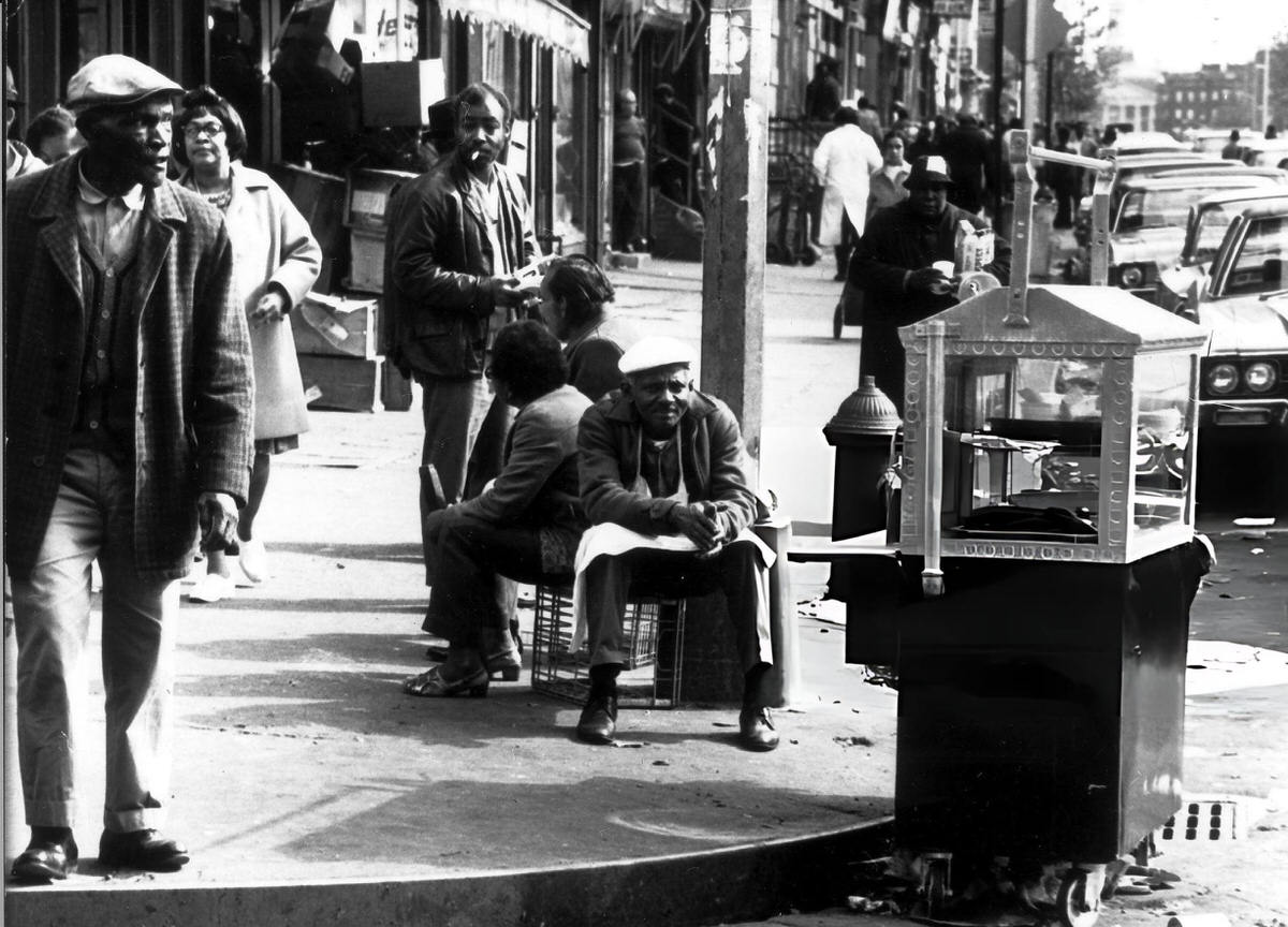 Street Scene With Pedestrians On Park Avenue, Harlem, 1971.