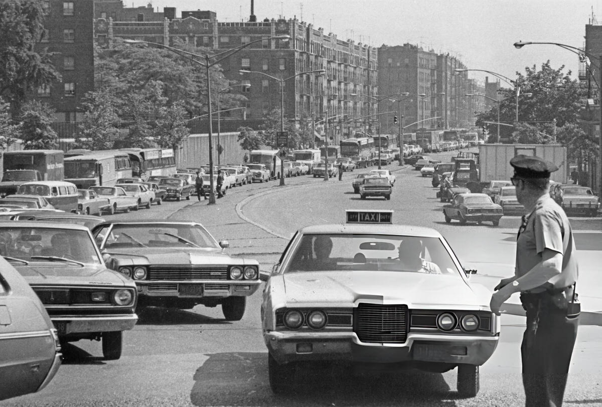 Commuters Waiting To Cross The Washington Bridge During A Municipal Workers Strike, 1971.