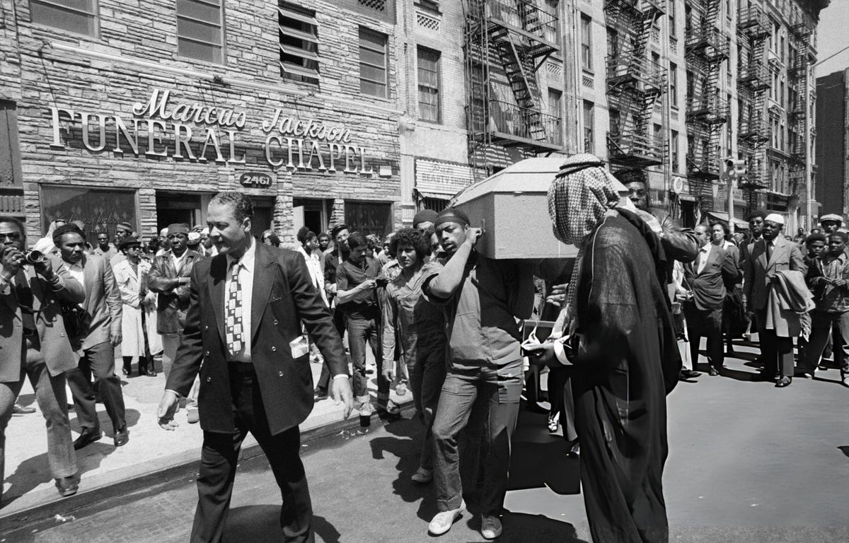 Comrades Carrying The Casket Of Zayd Malik Shakur From A Harlem Funeral Home, 1973.