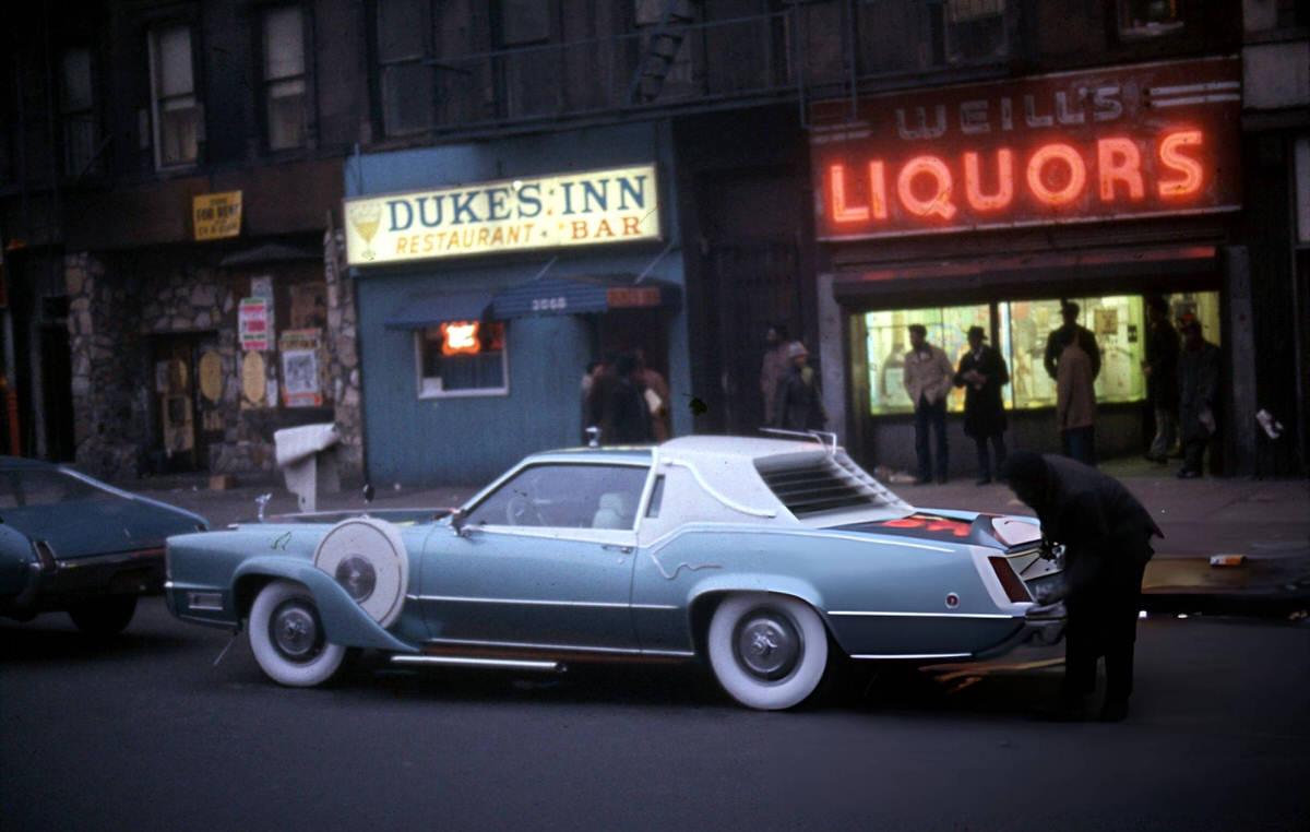 Customized 1973 Cadillac Eldorado Parked On A Harlem Street, 1970S.