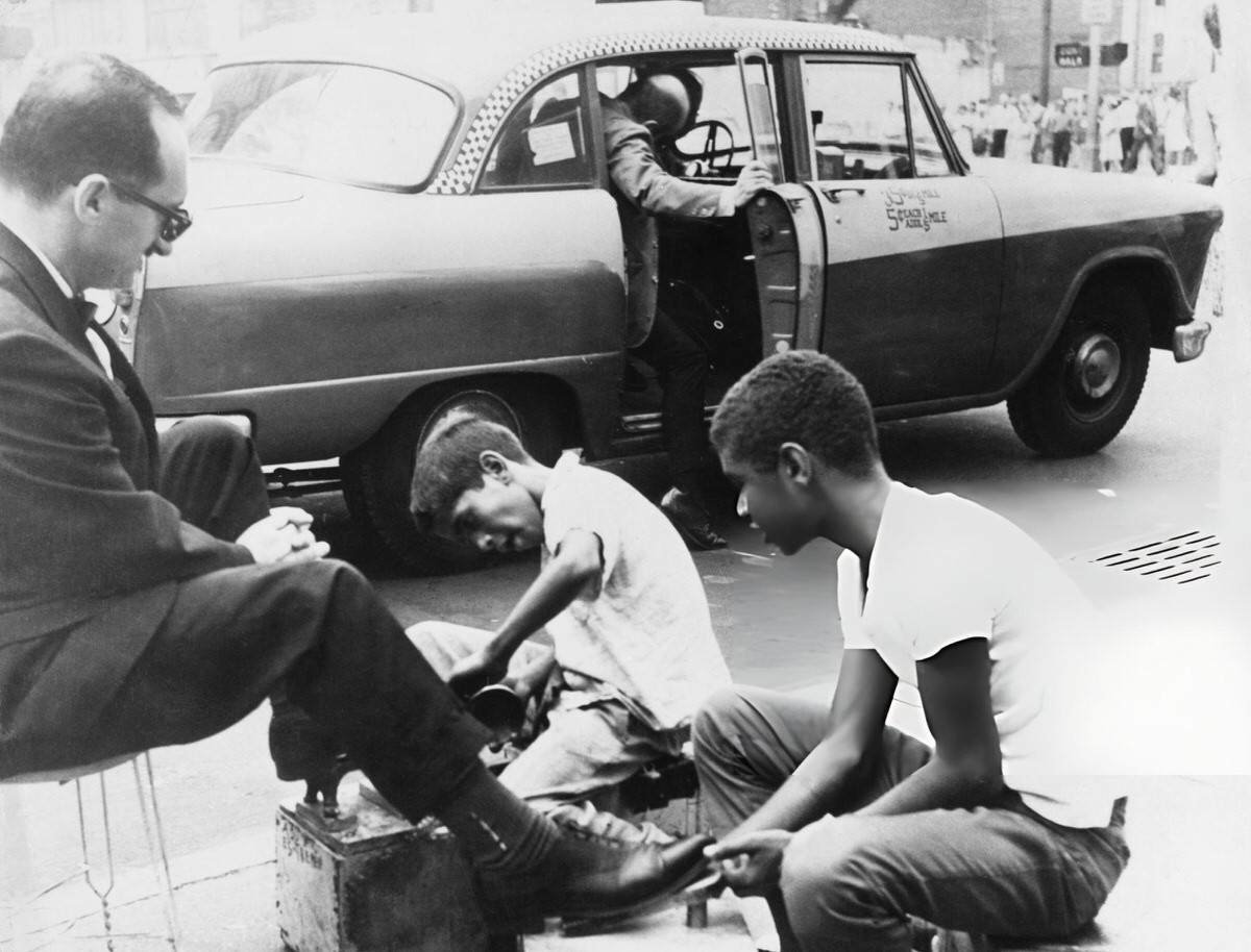 Shoeshine Boys At Work, Harlem, 1975.