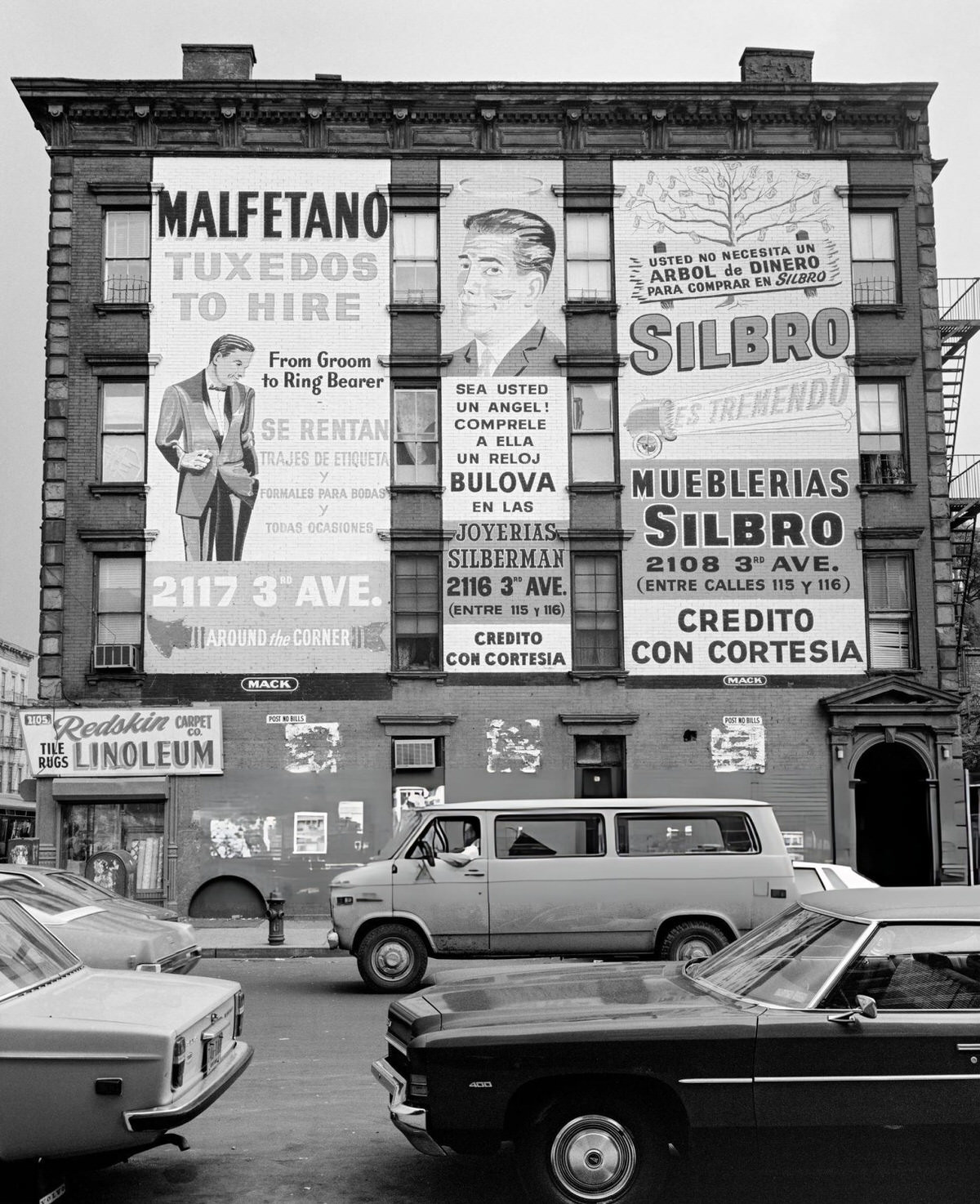 Billboards On A Building At East 115Th Street And 3Rd Avenue, Spanish Harlem, 1975.