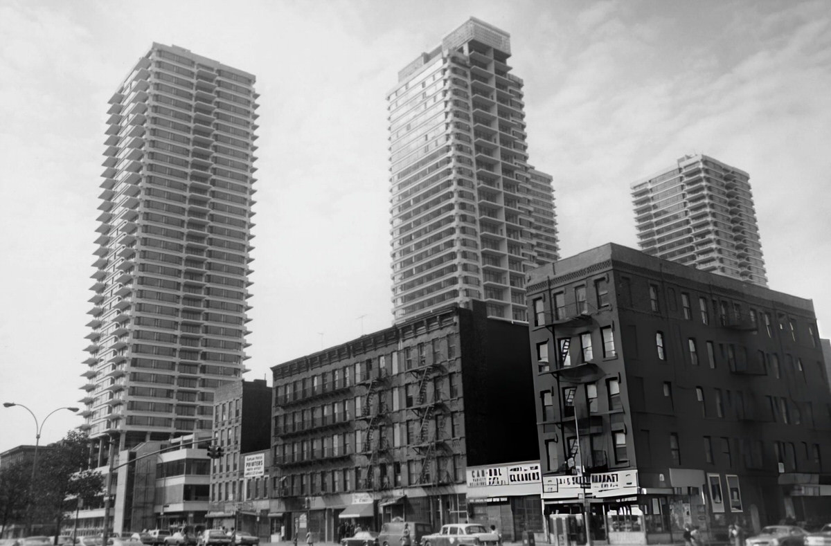 Taino Towers Subsidized Housing Development Under Construction, East Harlem, 1975.