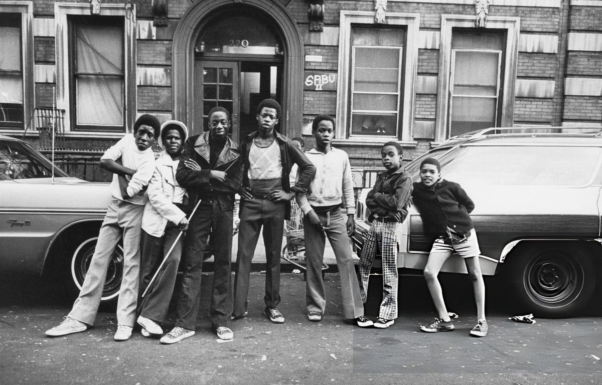 Group Of Boys Posing On A Harlem Street, 1976.