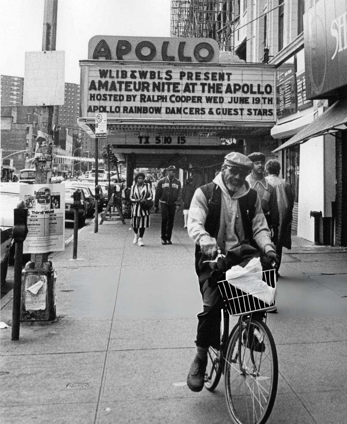 Man Riding A Bike Past The Apollo Theater On 125Th Street, Harlem, 1986.