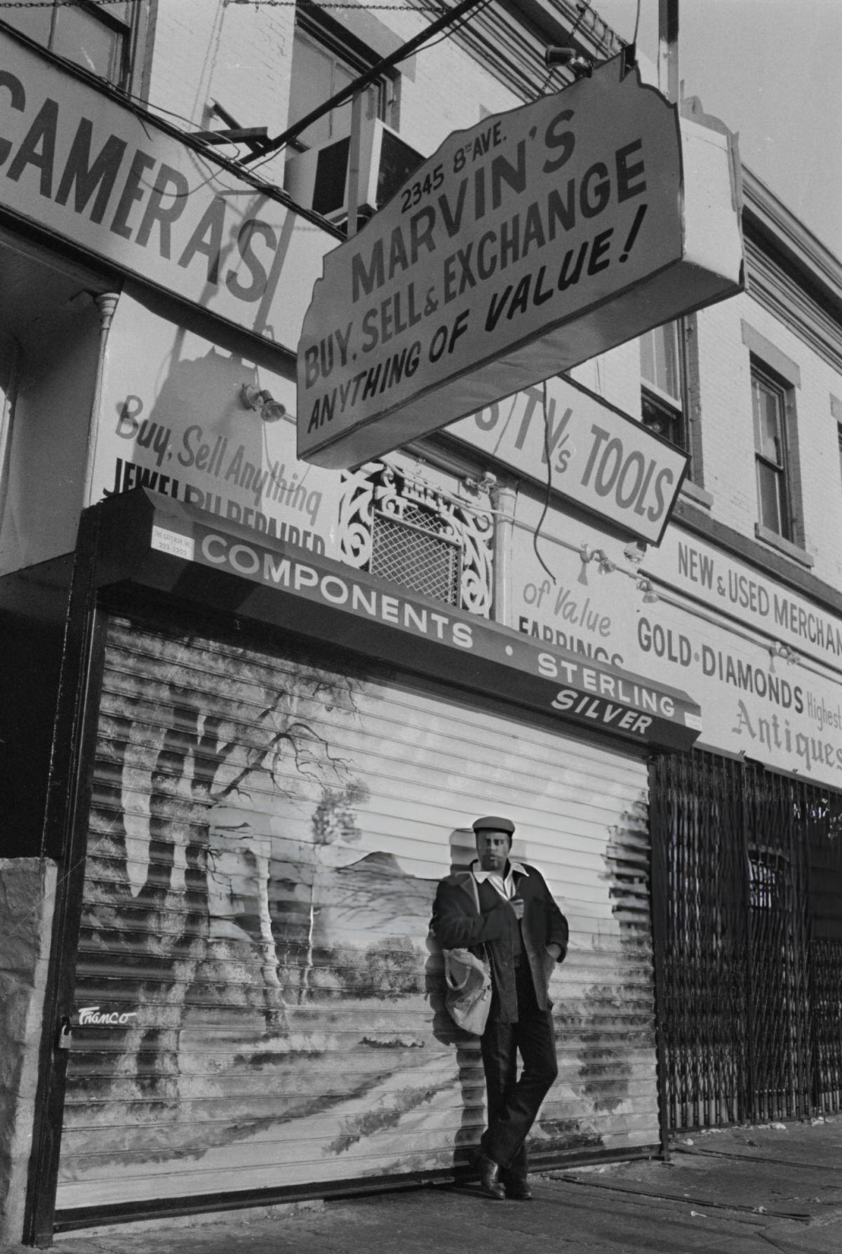 Street Artist Franco Gaskin In Front Of His Artwork On 125Th Street, Harlem, 1980.
