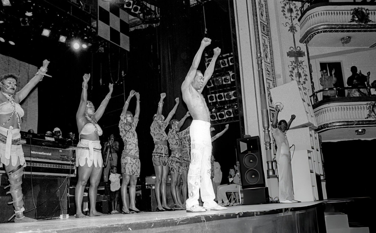 Fela Kuti Performing At The Apollo Theater, Harlem, 1989.