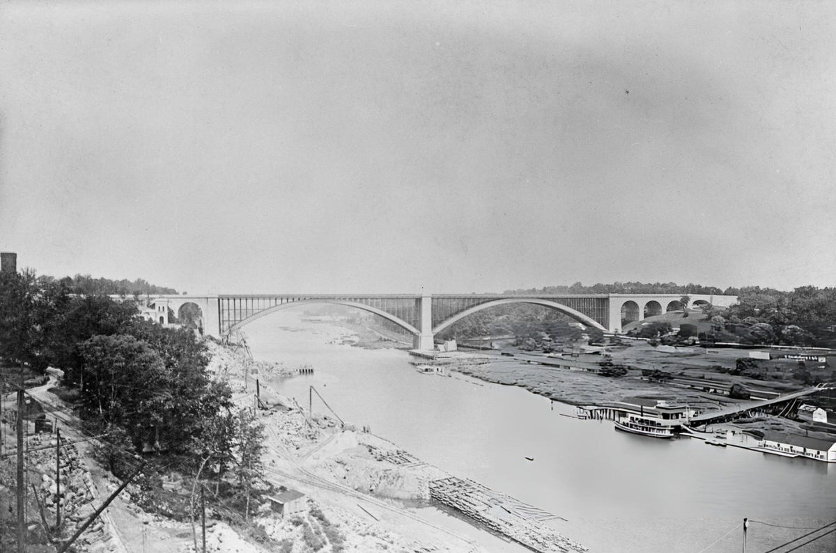 Washington Bridge Over The Harlem River Connecting Manhattan And The Bronx, New York, 1890.