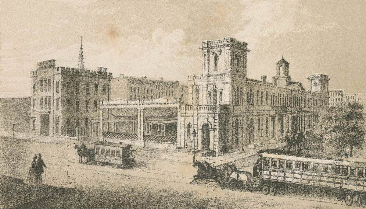 New York And Harlem Railroad Depot At 4Th Avenue And 27Th Street, 1860.