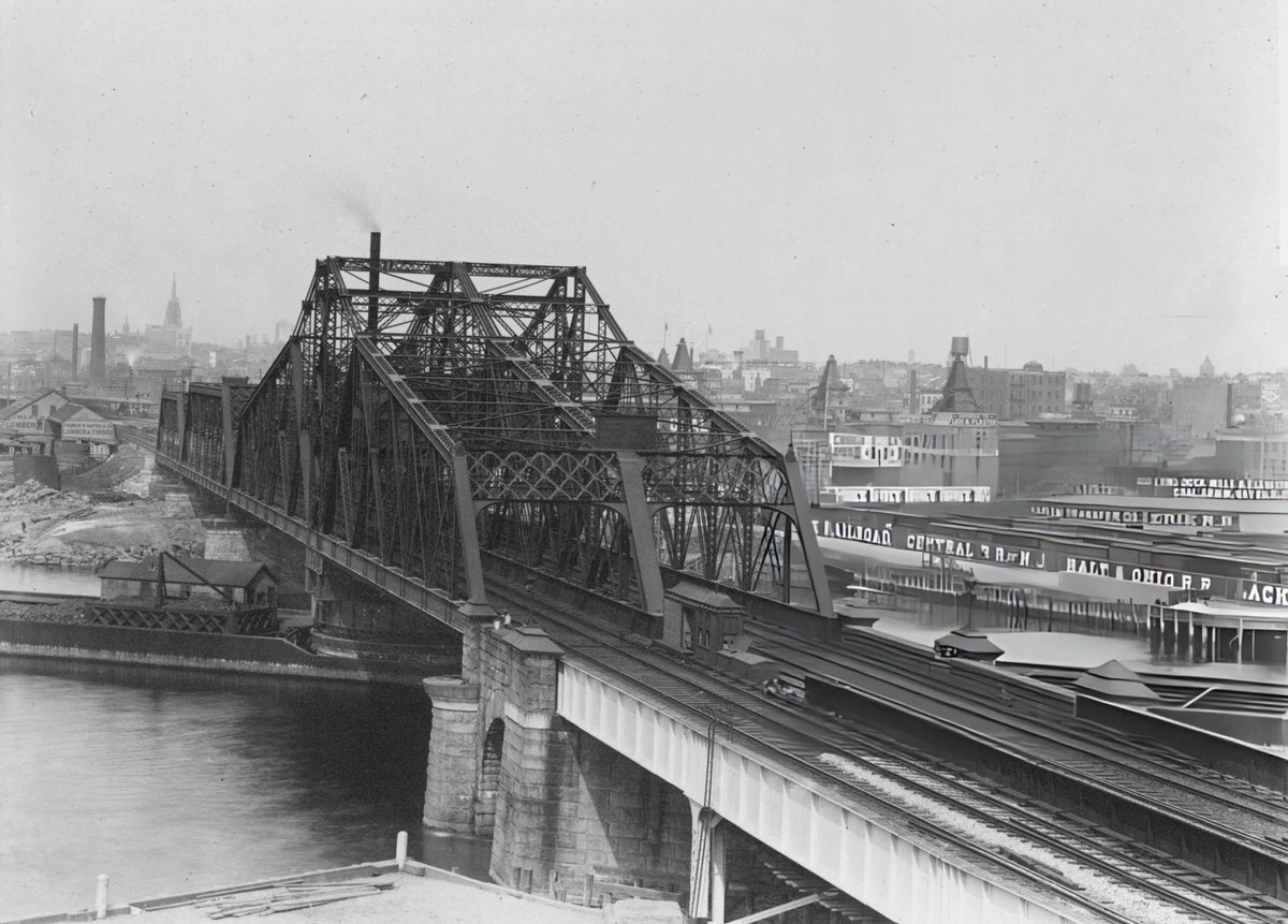 Harlem Railroad Bridge At Park Avenue, New York, 1895.