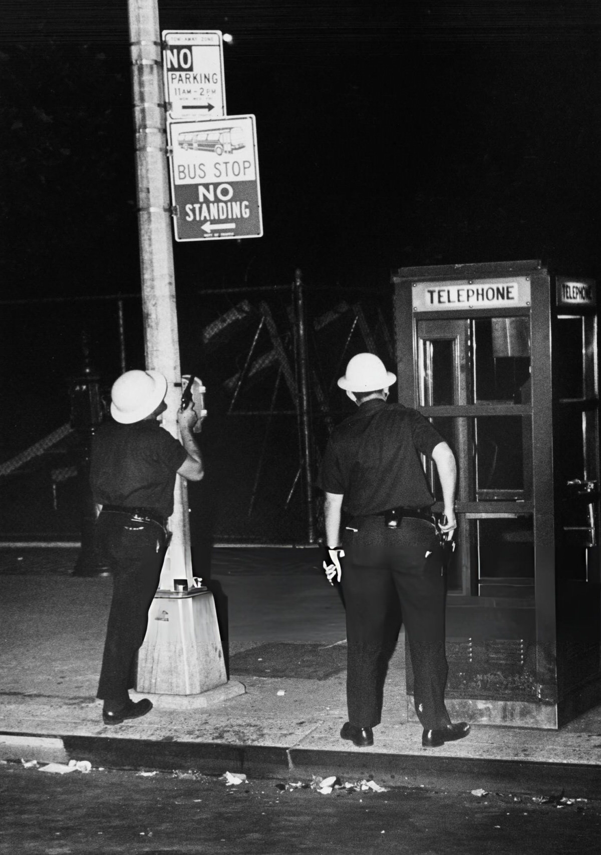 Police Officers On 7Th Avenue In Harlem During The 1964 Riots.