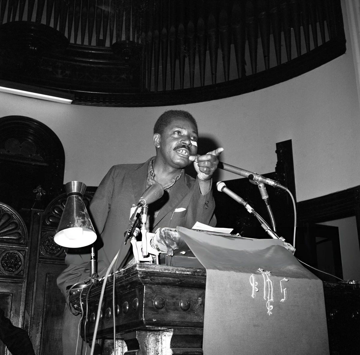 Jesse Gray Speaking At A Civil Rights Rally At Mount Morris Presbyterian Church After The Harlem Riots, 1964.