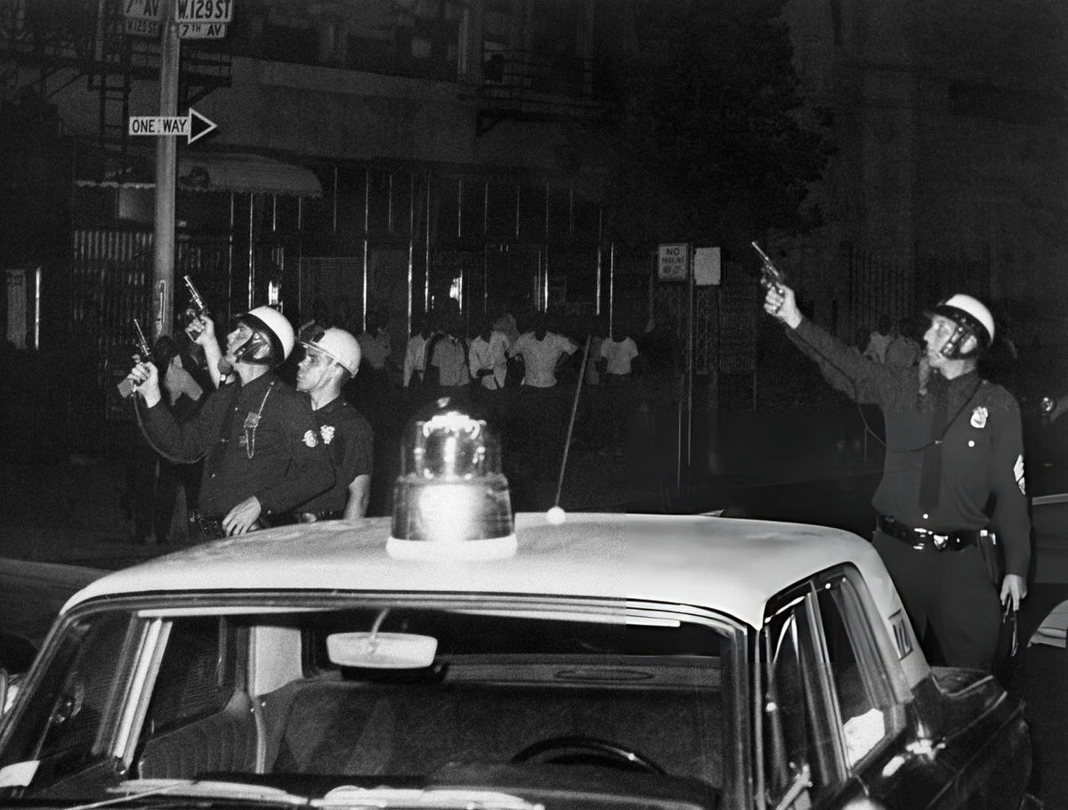 Police Officers Watching Rooftops During The Harlem Riots, 1964.