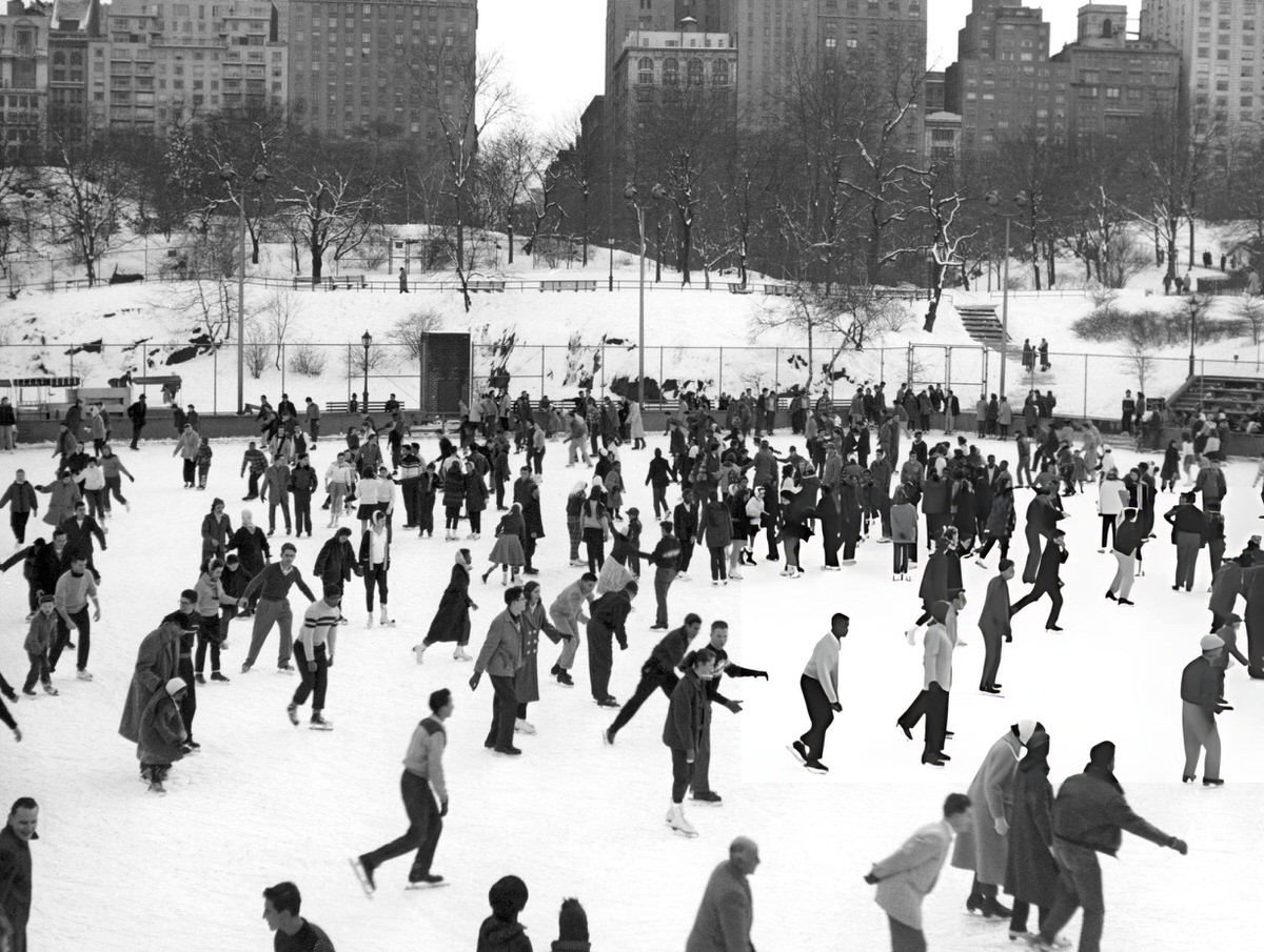 Ice Skaters In Central Park, Manhattan, 1952.